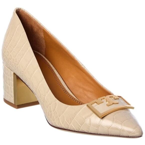 Tory Burch Gigi Croc Embossed Pointed Toe Pump Sz. 5.5 - Picture 1 of 9